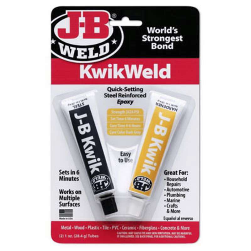 J B Weld™ 8276 Quick-Setting KwikWeld Epoxy Adhesive, 1 oz Twin Tube, Black